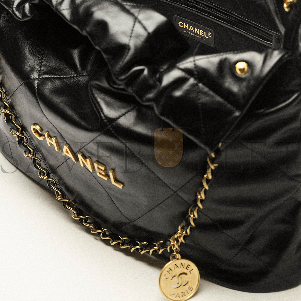 CHANEL MASTER 22 HANDBAG SHINY CALFSKIN GOLDTONE METALLIC AS3261 (42*39*8cm)